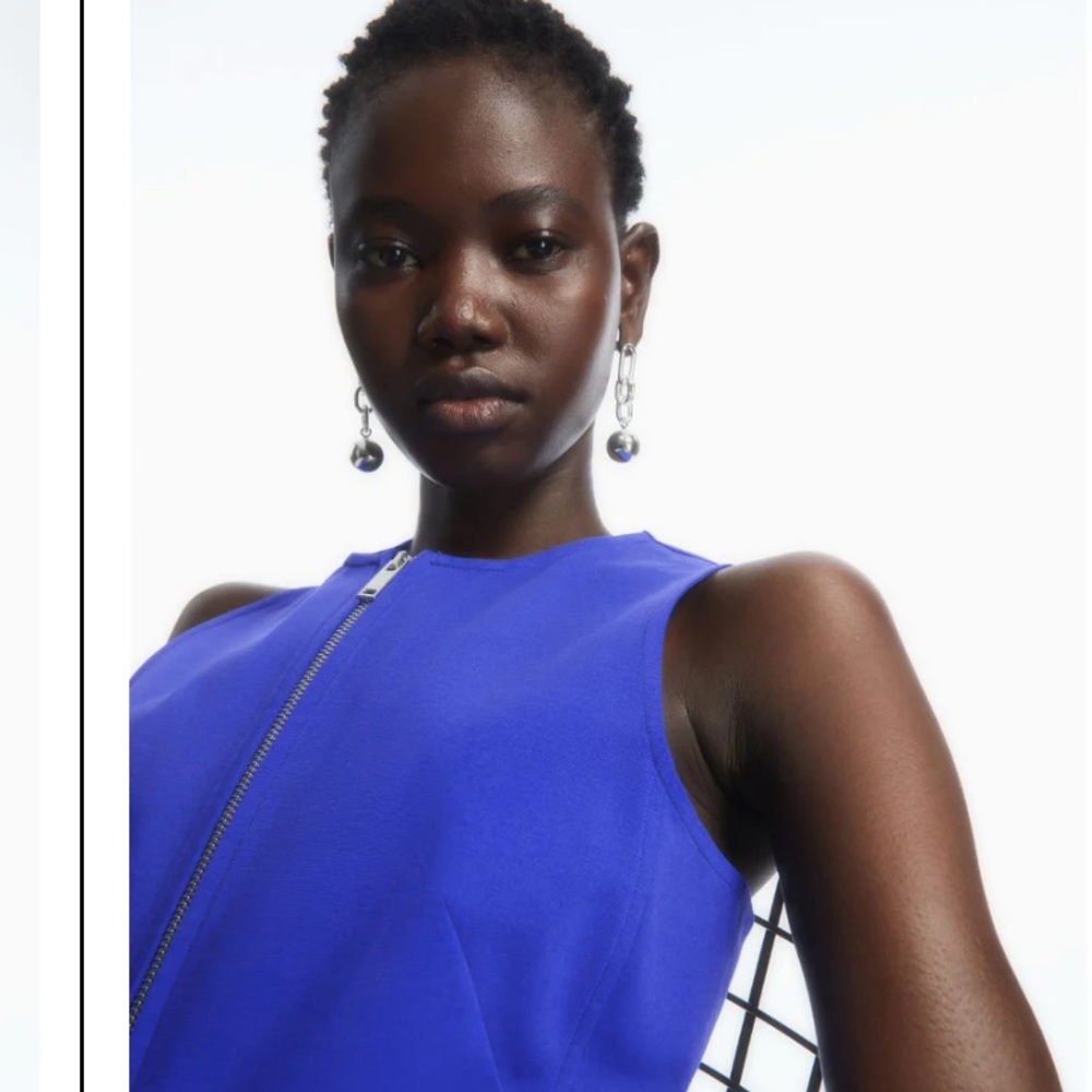 GORGEOUS FLATTERING COS BLUE STRETCHY FITTED DRESS‎ WITH ZIPPER